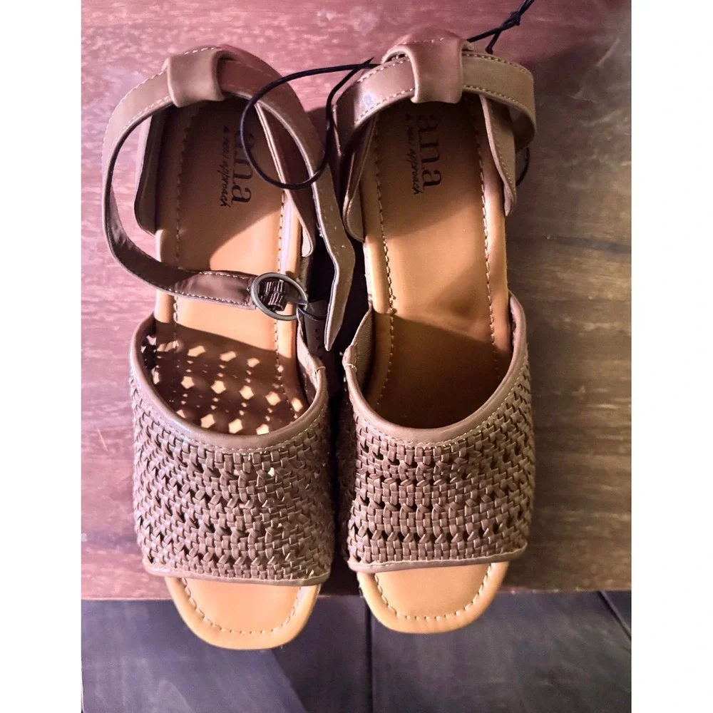 Boho Taupe Woven Espadrille Platform Wedge Cottagecore Sandals‎ 9.5 M NEW